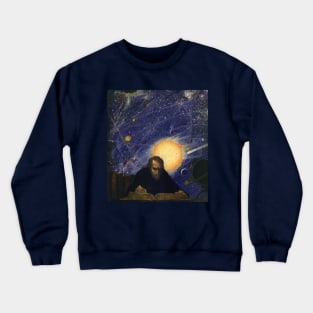 Vintage Astronomer with a Book Under the Night Sky Crewneck Sweatshirt